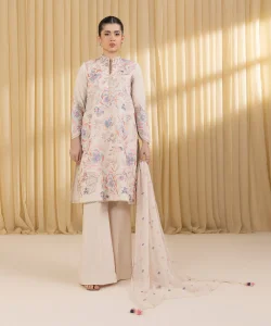 Sapphire 3-Piece Embroidered Cotton Suit