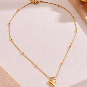 Heart Pendant Necklace – Gold-Tone Stainless Steel Minimalist Jewellery