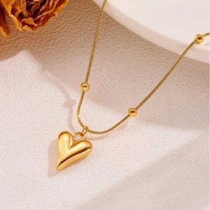 Heart Pendant Necklace – Gold-Tone Stainless Steel Minimalist Jewellery