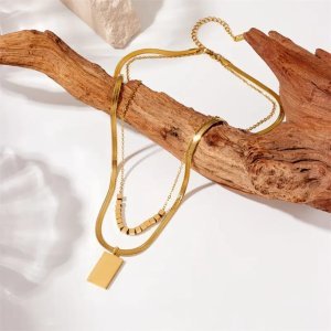 Gold Layered Stainless Steel Necklace – Modern Minimalist