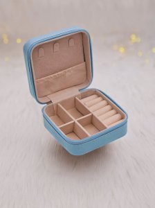 Mini Jewellery Organizer Box – Portable Travel Jewellery Storage Case with Ring, Earring & Necklace Compartments