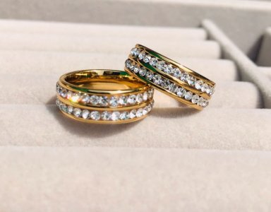 Luxury Gold Double-Row Diamond-Accent Band Ring | Elegant Statement Jewelry