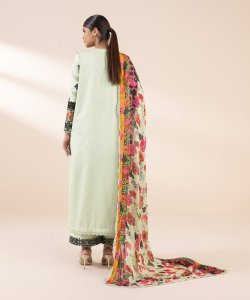 Sapphire 3-Piece Embroidered Cotton Satin Suit