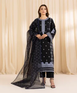 Sapphire 3 Piece - Embroidered Karandi Suit