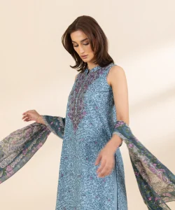 Sapphire 3 Piece - Embroidered Linen Jacquard Suit