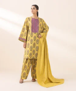 Sapphire 3 Piece - Embroidered Light Khaddar Suit