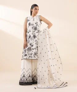 Sapphire 3 Piece - Embroidered Cotton Jacquard Suit