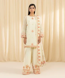 Sapphire 3 Piece - Embroidered Karandi Suit