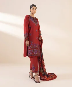 Sapphire 3 Piece - Embroidered Cotton Satin Suit