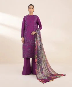 Sapphire 3 Piece - Embroidered Cotton Suit