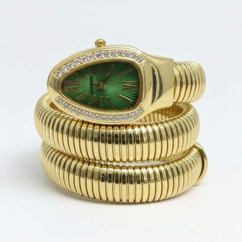Gold Stainless Steel Snake Wrap Bracelet Watch - SJ Stores display picture 3