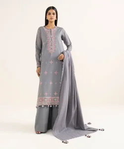 Sapphire 3 Piece Embroidered Cotton Suit
