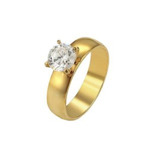 Stainless Steel Solitaire Statement Ring
